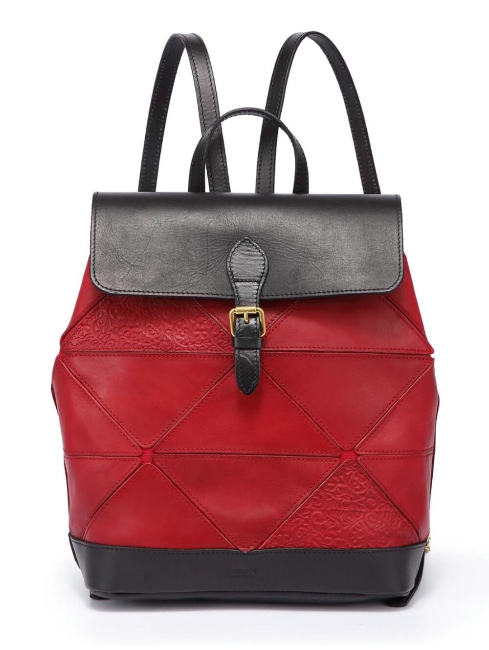 OLD TREND Genuine Leather Geometric Embossed PRISM Backpack / Rucksack